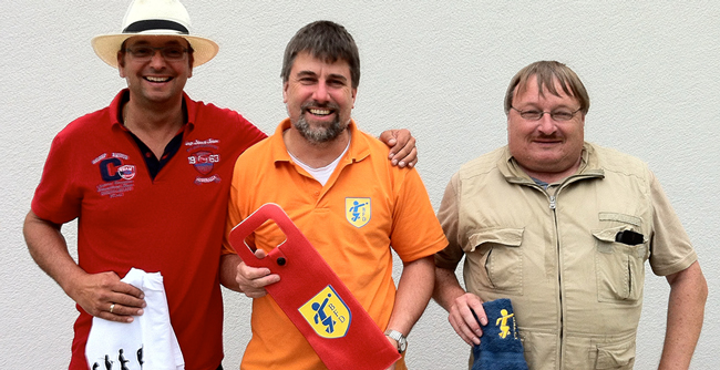 Die Sieger der Vereinsmeisterschaft 2016 von links nach rechts: Perry Bruchelt (Platz 1), Frank Naumann (Platz 2), Jörg Riedel (Platz 3)